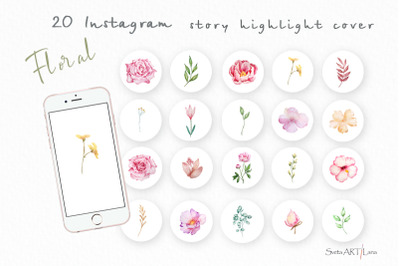 Watercolor floral instagram highlight icons
