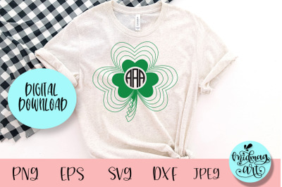 Clover mirror monogram svg, St. Patrick&#039;s day svg