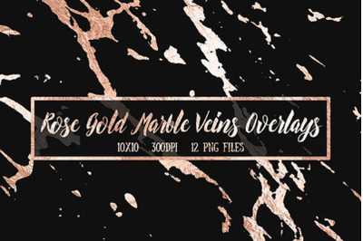 Rose Gold Foil Marble Overlays