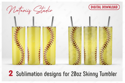 2 Realistic Softball Patterns for 20oz SKINNY TUMBLER.