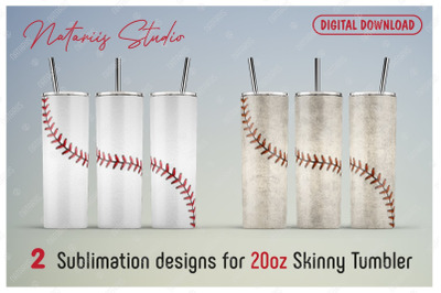 2 Realistic Baseball Patterns for 20oz SKINNY TUMBLER.