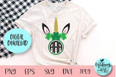 St. Patrick&amp;&23;039;s day unicorn monogram svg&2C; St. Patrick&amp;&23;039;s day svg