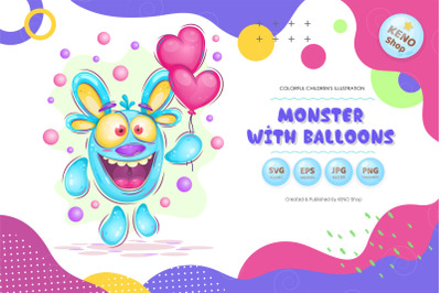 Monster with balloons