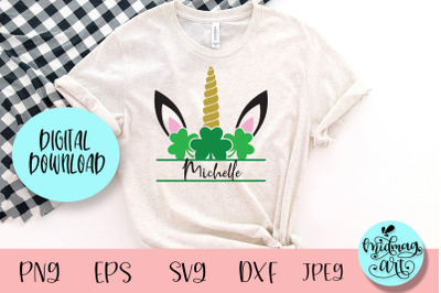 Unicorn monogram svg&2C; St. Patrick&amp;&23;039;s day svg