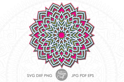 Layered mandala SVG, 3d mandala SVG, papercraft templates