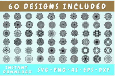 Mandala SVG Bundle - 60 Designs, Flower Mandala SVG