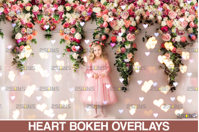 Valentine overlay &amp; Photoshop overlay: Bokeh heart backdrop