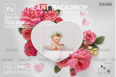Heart flower digital frames overlay&amp; Photoshop overlay