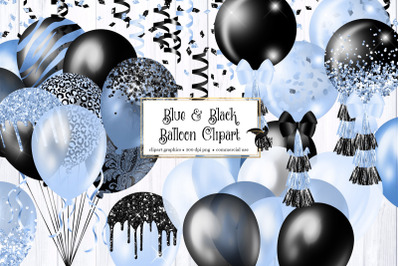 Blue and Black Balloons Clipart