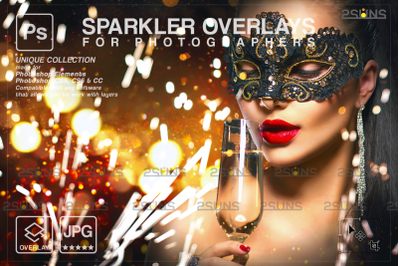 Sparkler overlay &amp; Christmas overlay, Photoshop overlay