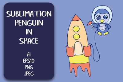 Sublimation T-shirt Penguin in Space PNG