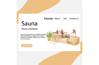 Sauna landing page, steam and water relax