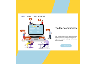 Feedback and review landing page, laptop with rate service