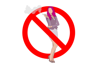 No smoking, ban lady smoke. Vector prohibited symbol