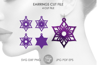 Mandala earring SVG, laser cut earrings