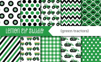 Green Tractors-Digital Paper (LES.DP19A)