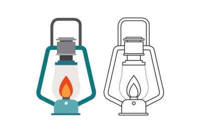 Camping Oil Lamp Fill Outline Icon