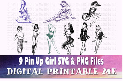 Pinup Girl svg, female, sexy lady, girl, silhouette bundle, PNG, clip