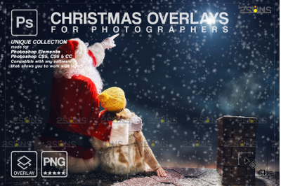 Christmas overlay &amp; Santa overlay, Photoshop overlay