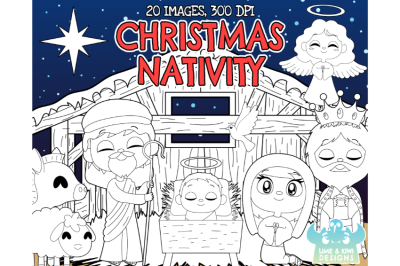 Christmas Nativity Digital Stamps - Lime and Kiwi Designs