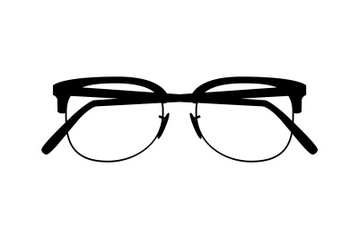 Modern glasses. Retro eyeglasses front view shape&2C; black vintage hipst