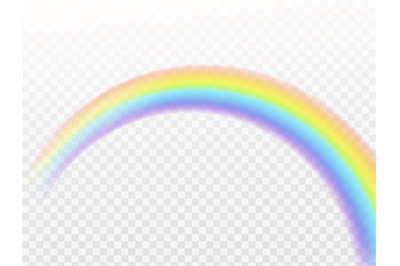 Rainbow arch. Realistic symbol of rain perspective view isolated on tr