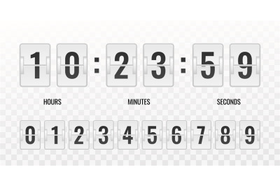 Counter. Realistic countdown clock isolated on transparent background,