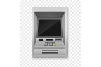 Atm terminal. Realistic payment machine front view, automated teller f