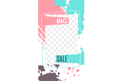 Stories editable abstract template. Transparent layers turquoise stain