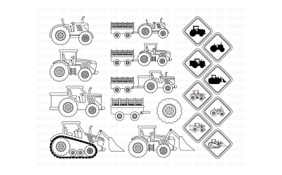 Green Tractors-Digital Stamp (LES.DS19)