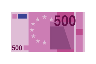 Five hundred euro banknote. Purple paper 500 euro money, europe cash s