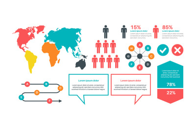 Infographics marketing statistic. Financial diagram, word map, analysi