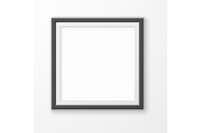 Picture frame. Realistic blank image on gallery wall, modern black squ