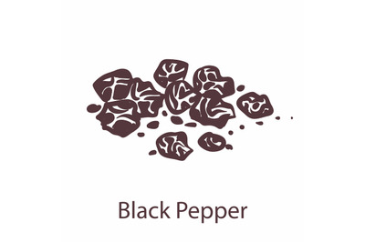 Black pepper. Hand drawn fragrant bitter hot seeds, sketch for labels