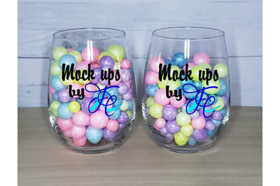 Easter Stemless Wine Glasses