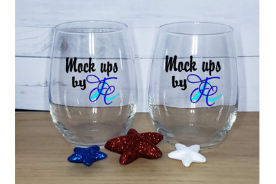 4th of July Stemless Wine Glasses Mock Ups