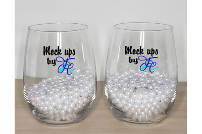 Pearl Stemless Wine Glasses Mockups