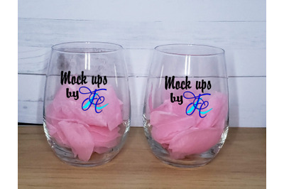 Pink Stemless Wine Glasses Mockups