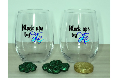 St Patty&amp;&23;039;s Stemless Wine Glasses Mock Ups