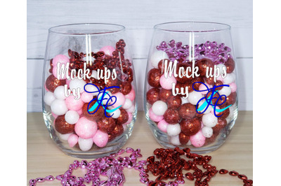 Valentines Day Stemless Wine Glasses Mockups