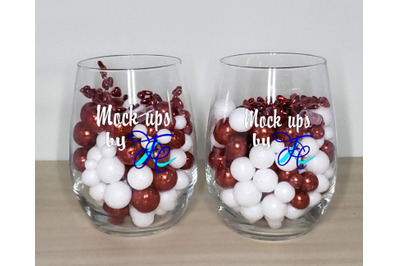 Valentines Day Stemless Wine Glasses Mockups