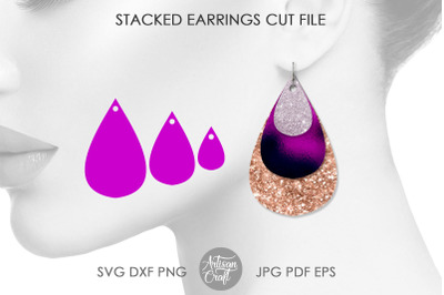 Teardrop earrings template, stacked earrings