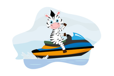 cute zebra cartoon ride speedboat