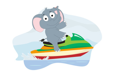 cute elephant cartoon ride speedboat