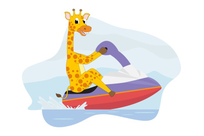 cute giraffe cartoon ride motor boat