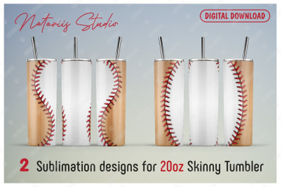 2 Baseball / Wooden bat Patterns for 20oz SKINNY TUMBLER.