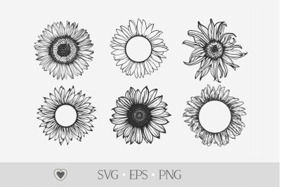 Sunflower svg, flower svg, instant download, flower border