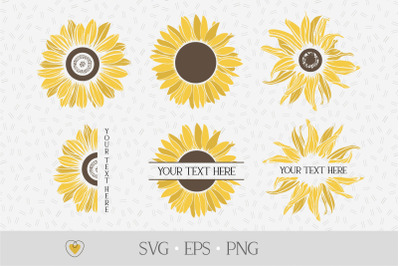 Sunflower svg, sunflower monogram svg, flower border svg