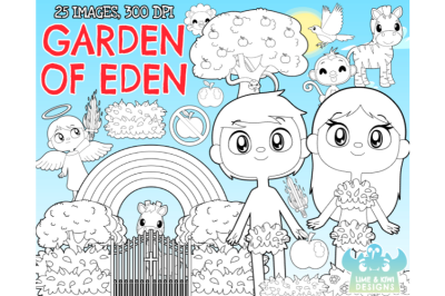 Garden of Eden - Adam and Eve Digital Stamps