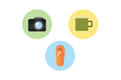 Camping Icon camera Vector Bundle